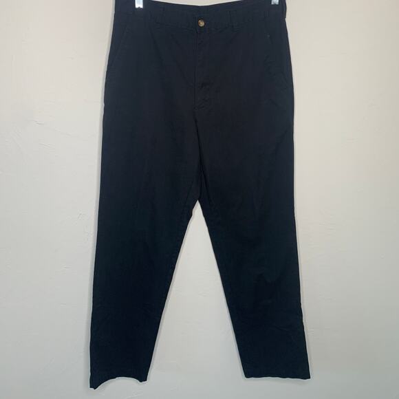 Black Flat Front Cotton Blend Khaki Trousers Pants Sz 32 x 32 - Picture 8 of 8